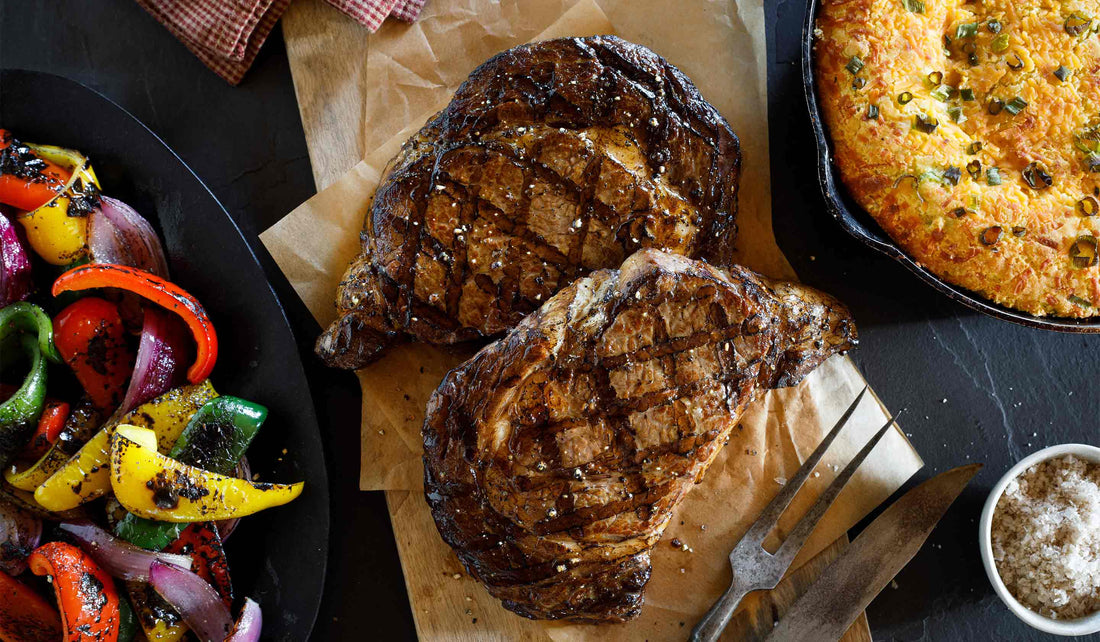 Grilled Boneless Ribeye Steak with Fajita-Style Sautéed Peppers & Onio ...